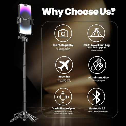 YXYaoZhengYiGeYi Mini Selfie Stick, Pocket Size Extendable Phone Holder with Wireless Detachable Remote Control