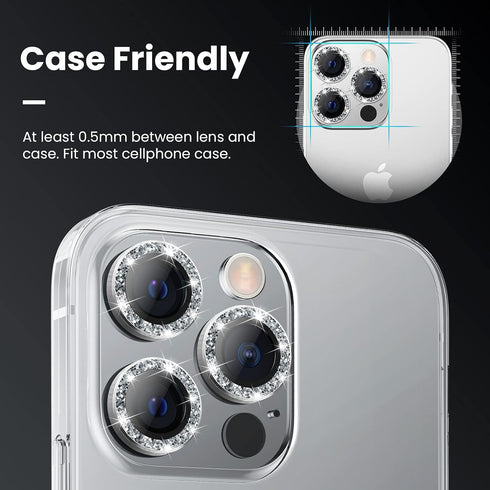 Tensea Camera Lens Protector for iPhone 13 Pro & Pro Max - 9H Tempered Glass, Metal Ring, 2021 Models.