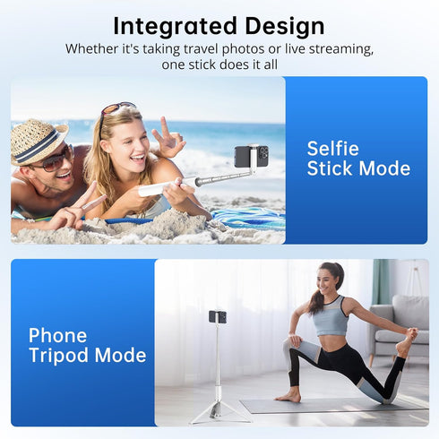 SYNCWIRE 55" Selfie Stick Tripod, Extendable Aluminum Phone Tripod with Rechargeable Bluetooth Remote, Compatible with