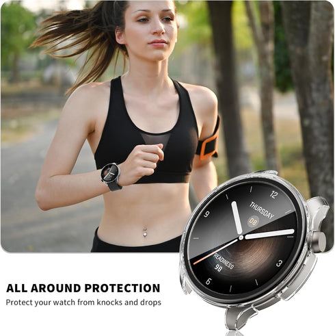 2-Pack Hard PC Bumper Screen Protector Case for Amazfit Balance Smartwatch, Built-in Tempered Glass Film Accessories