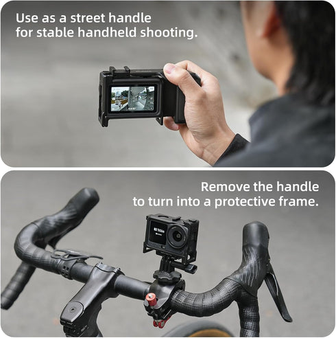 ZEVORO 6 Street Grip Kit for DJI Action with Protective Frame Cage, Plastic Camera Grip Handle Holder with Shutter