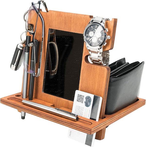 Wooden docking station - Wallet stand - Watch Organizer - Mens Christmas