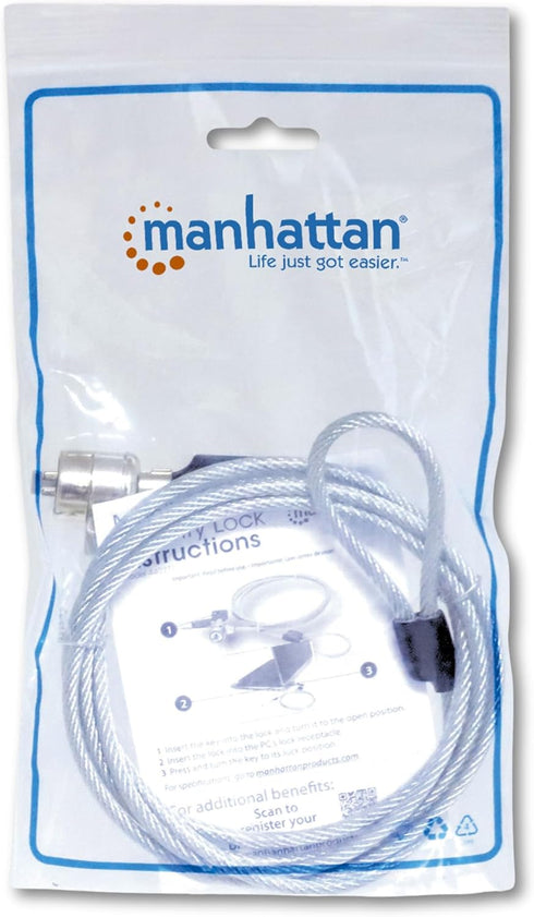 Manhattan Laptop Lock with 4.6 ft Security Cable, K-Slots, Radial Lock Design, 2 Keys Included - 440271
