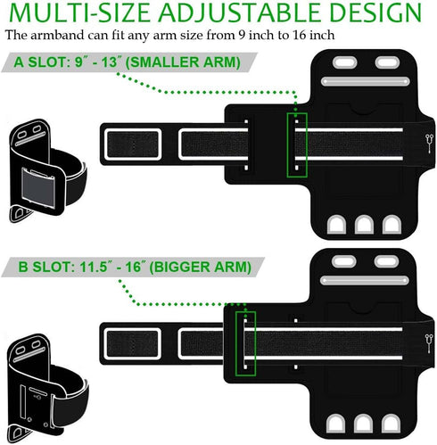 Arm Phone Holder for Running, Armband Cellphone for iPhone 15 14 13 12 11 Pro Max/XR/8 7 6s Plus, Galaxy A/S/Note Up to