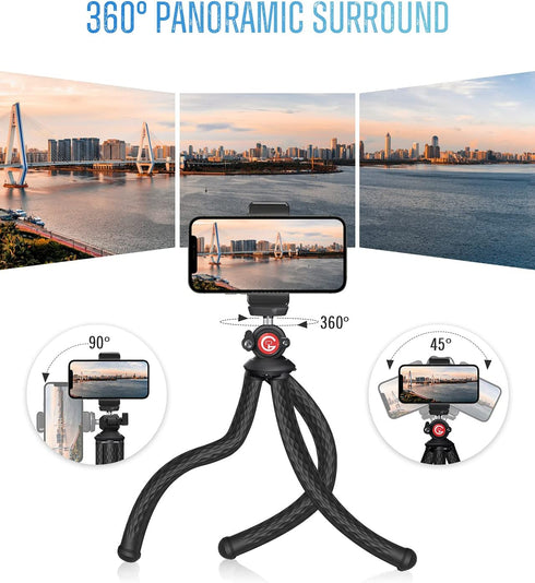 GooFoto 7 Phone Tripod, Flexible Tripod for iPhone, Android Cell Phone and Camera, Portable Small Tripod with Aluminum