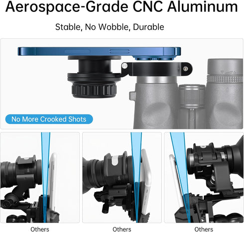 AIYUNDI Magnetic Spotting Scope Phone Adapter CNC Aluminum, Quick-Install Stable Mount for iPhone & Android Fits