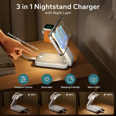 eazpower 3 1 17 16 15 14 in Foldable Wireless Travel Charging Station for MagSafe, Nightstand Magnetic Charger Stand