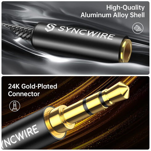Syncwire Headphone Splitter, Nylon-Braided Audio Stereo Y Splitter (Hi-Fi Sound), 3.5mm Male to 2 Ports Female