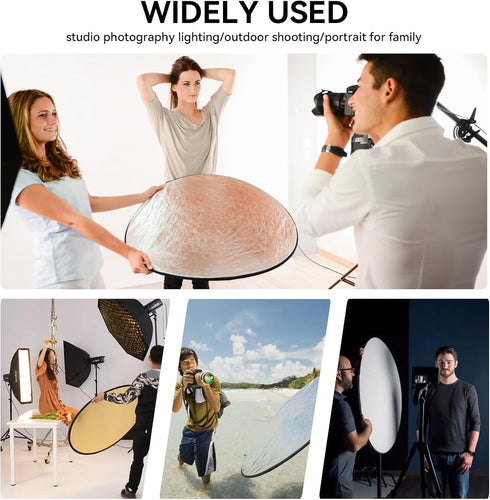UTEBIT 43"/110cm 5 1 Photography Reflector with Stand & Clamp, Collapsible Light Reflector with Bag in Multi Disc