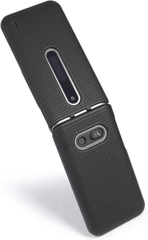 Nakedcellphone Case for LG Classic Flip, Black Protective Snap-On Hard Shell Cover with Grid Texture for LG Classic
