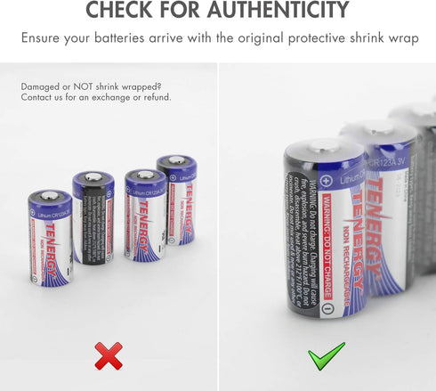 Tenergy 12 Pack 3V CR123A Lithium Batteries, 1500mAh PTC Protected for Cameras and Flashlights