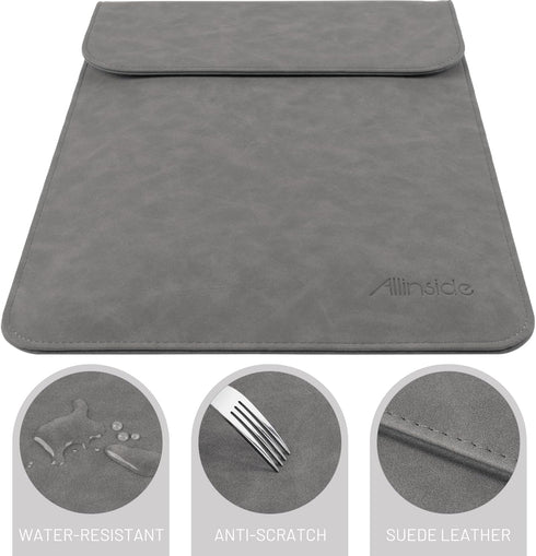 Allinside 13" Laptop Sleeve Compatible with MacBook Air 13 2018-2024 / MacBook Pro 13 2016-2024, Synthetic Leather, Gray