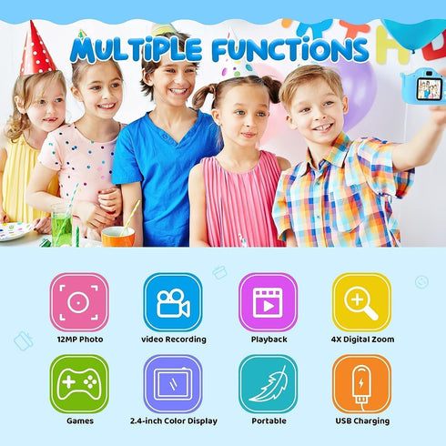 Kids Camera, Upgrade HD Digital Camera for Toddlers, 32GB SD Card & Silicone Cover (Blue)
