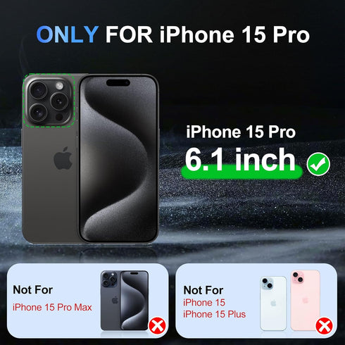 Beasyjoy Waterproof Case for iPhone 15 Pro, Metal Heavy Duty Full Body Protective Case with Built-in Screen Protector,