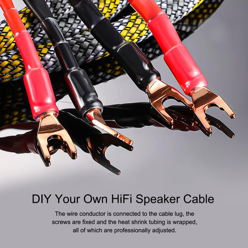 Speaker Spade Plug Connectors, Screw Locking Wire Connector with Allen Wrench + Heat Shrink Tubing, 4PCS