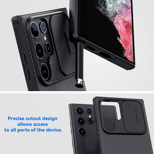 CloudValley Case for Samsung Galaxy S22 Ultra, Slide Camera Cover, Hard PC Back & Soft Bumper, Slim Shockproof