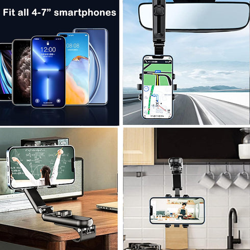 DOUBFIVSY 360 Rotatable Car Sun Visor Phone Holder, Compatible with iPhone 13/12 Pro Max, Galaxy Z Fold 3/S21/S22