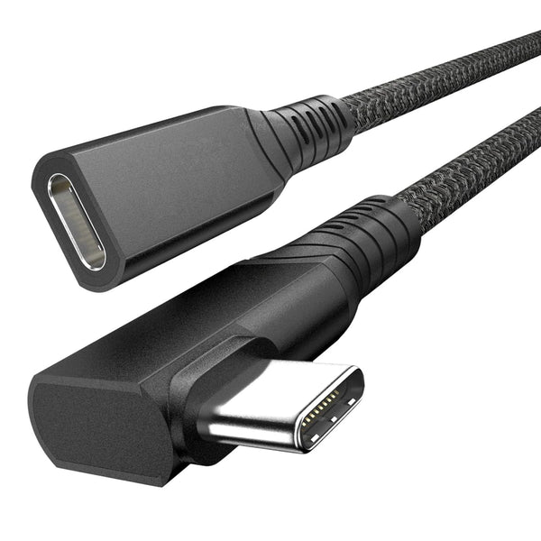USB 4 Extension Cable 1FT, 240W, Right Angle Thunderbolt 4/3 & USB C Male to Female, PD 3.1, 40Gbps, 8K@60Hz for