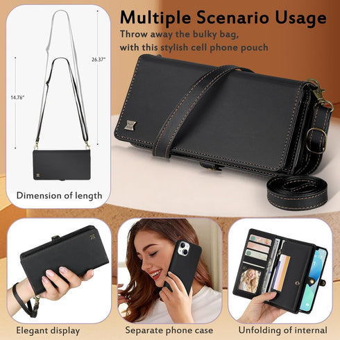 MEGSHI 13,Multi-Function 2 1 13 for Wallet Case Compatible with iPhone Detachable in Magnetic iPhone Case Wallet,Flip