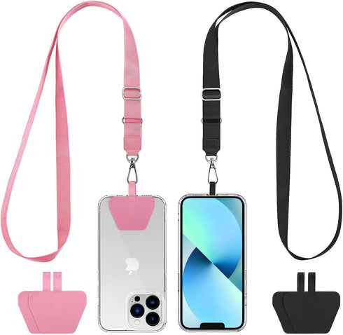 CACOE Phone Lanyard 2 Pack - Universal Crossbody Cell Phone Lanyards with 2× Adjustable Neck Strap, 4× Phone Patches