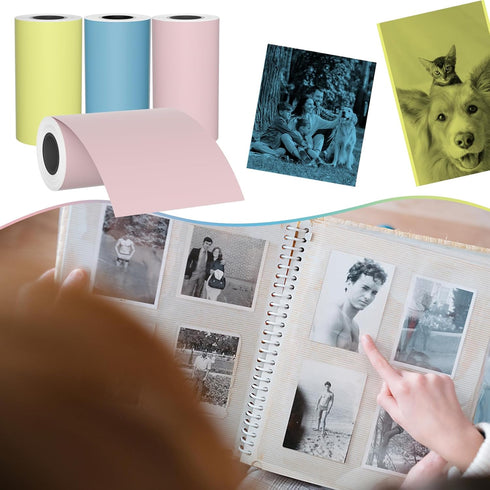 MFLABEL Kids Instant Camera Refill Print Paper - 9 Rolls Color Mini Thermal Printer Paper for Kids HD Photo & Camera