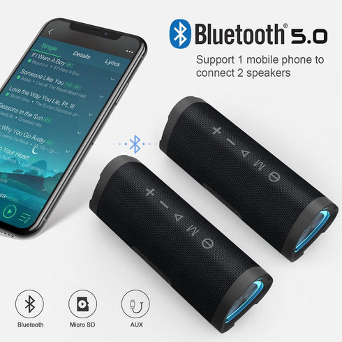 Vanzon Bluetooth Speakers, V40 IPX7 Waterproof Portable Speaker with 24W Loud Stereo Sound for Outdoor Use