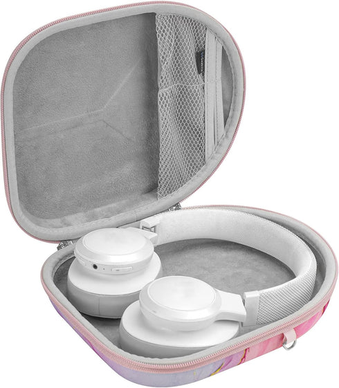 Geekria NOVA Headphones Case for Over-Ear Headphones, Replacement Hard Shell Travel Carrying Bag with Cable Storage Compatible with Soundcore, JBL, Bang&Olufsen, Sony Headsets (Pink Marble)