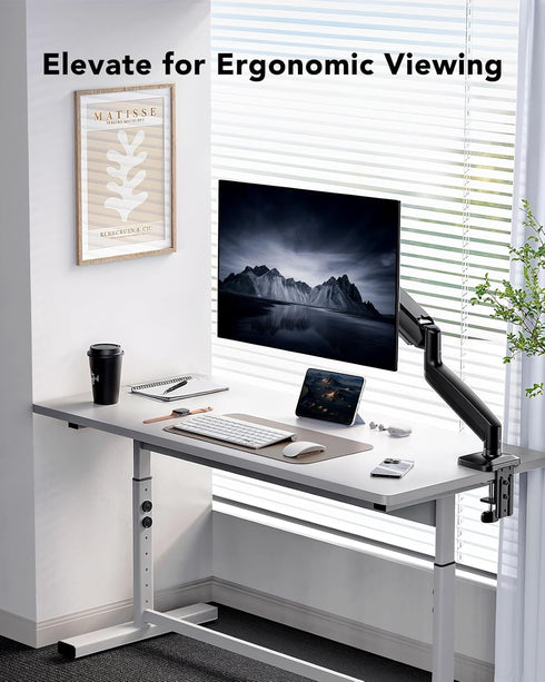 HUANUO 1334 Inch 22lbs, Grommet 75x75mm 100x100mm Single Monitor Mount, Adjustable Monitor Arm for Screen Up to C-Clamp