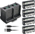 Kastar 4-Pack Battery and Quadruple Charger - Compatible with Sony DSR-V10 EVO-250 and More