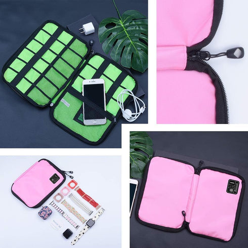 baozai Smart Watch Bands Organizer, Waterproof Portable Electronics Travel Accessories Bag, Pink