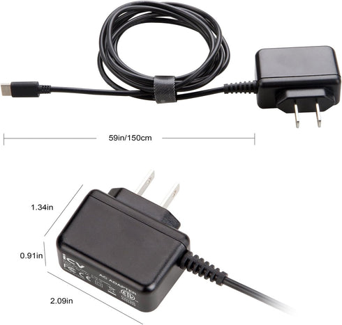icv 5V 2A USB C Wall Charger with US Adapter for Samsung Galaxy S8, Note 8, LG G5, HTC 10