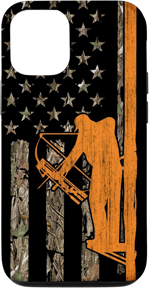 iPhone 12/12 Pro Camouflage Case - Bow Hunting Tree Stand Deer Hunter American Flag