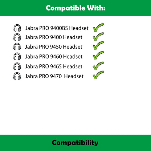 Replacement Earpads Cushions Compatible with Jabra PRO 9400BS PRO 9400 PRO 9450 PRO 9460 PRO 9465 PRO 9470 Mono Wireless Headset Ear Pads with Softer Protein Leather/Memory Foam