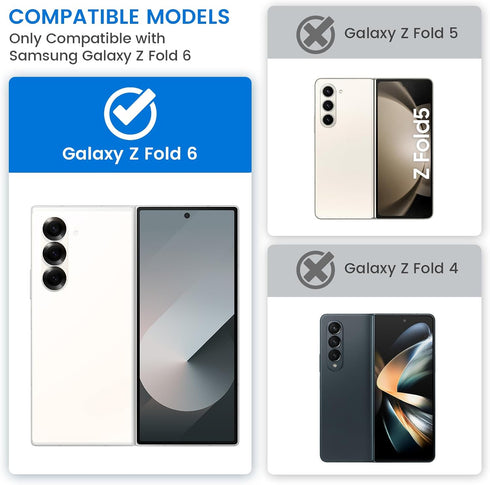 VEGO Blue Case for Samsung Galaxy Z Fold 6 with S Pen Holder, Hinge Protection, 360° Ring Kickstand