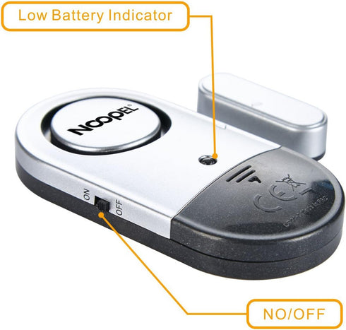 Door Window Alarm 2 Pack Noopel Home Security Sensor with 120DB Alarm, Batteries Included