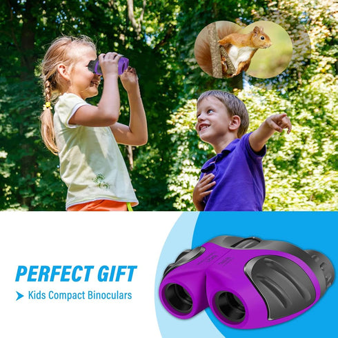 VNVDFLM Compact Binoculars for Kids, 3-8 Years Old Girl Easter Gifts, Purple