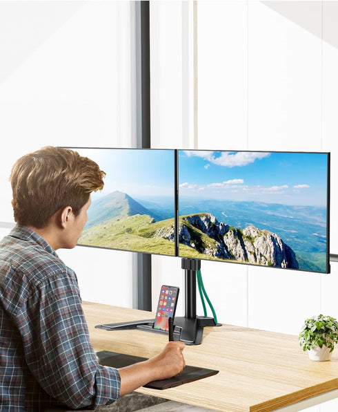MOUNT PRO 2 27 inches,17.6lbs 75x75 100x100, Dual Monitor Stand, Free-Standing Full Motion Monitor Desk Mount Fits