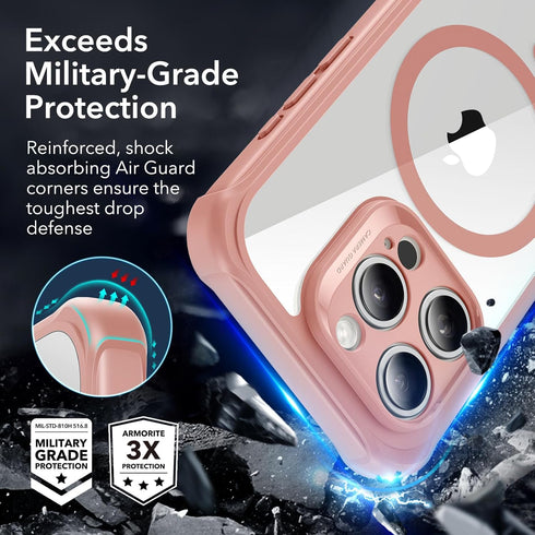 ESR iPhone 15 Pro Case Set, Individual Lens Protectors, Full-Coverage Military-Grade Protection, Clear Pink