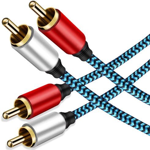 RCA Cable 5ft, 2RCA Male to 2RCA Male Stereo Audio Cable, Nylon-Braided Auxiliary Cord for Home Theater and Speakers