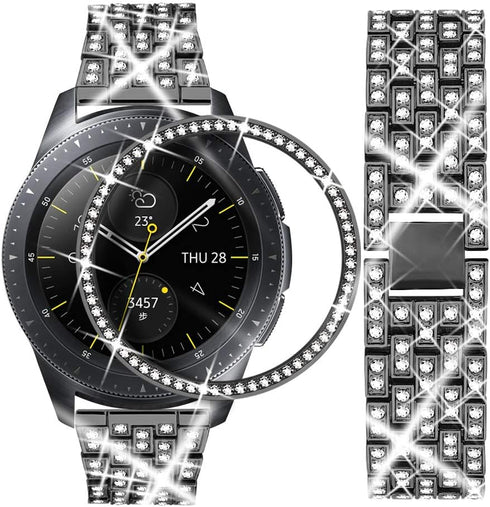 Dsytom Compatible with Samsung Galaxy Watch 42mm Band + Bezel, 20mm Diamond Strap Bracelet for Galaxy Watch 4 Classic