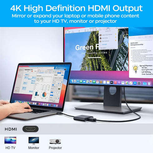 USB C to HDMI Multi-Port Adapter, Digital AV Adapter with 4K HDMI & USB 3.0 & 87W Type C