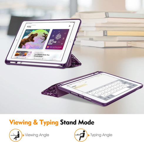 Fintie SlimShell Case for iPad 6th/5th Generation - 9.7 Inch with Built-in Pencil Holder, Composition Purple