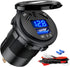 BATIGE 3 Ports Car Charger Socket, Dual 45W PD Type C & 18W QC 3.0 with Voltmeter for 12V/24V Car Boat Marine