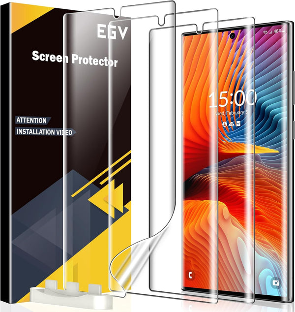 EGV 3 Pack Samsung Galaxy S22 Ultra Screen Protector, Touch Sensitive, Anti-Scratch 3D Curved TPU, Bubble Free