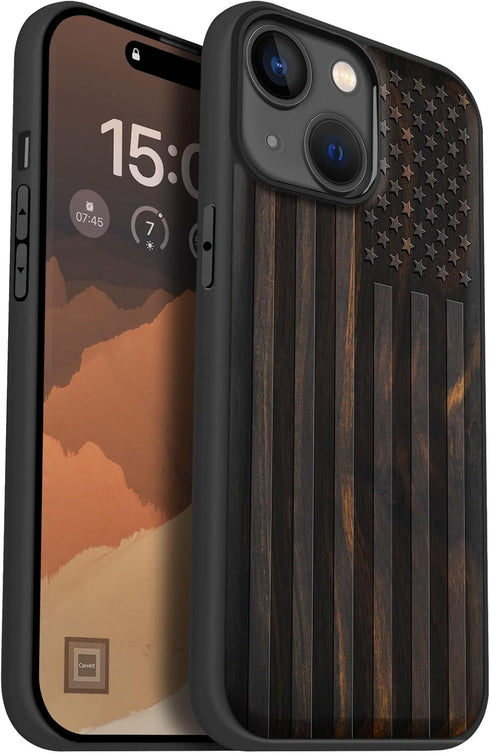 Carveit Magnetic Wooden Case for iPhone 15 Case, Compatible with MagSafe Wireless Chargers,