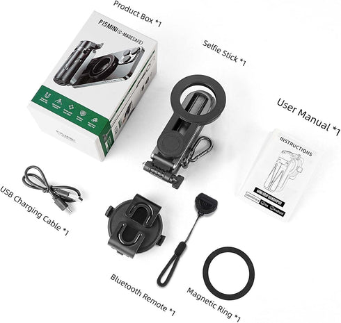 WOVTE 4-in-1 360 Magnetic Selfie Stick, Portable Pocket MagSafe Tripod for iPhone with Detachable Remote, Rotation