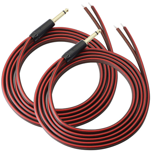 1/4 TS Plug to Bare Speaker Wire Audio Cable, 6.35mm Male Mono Adapter Replacement Open End (3feet*2)
