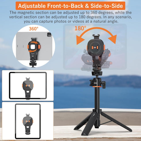 VRIG 1/4" MG-03L Tripod Mount Adapter for iPad, Magnetic Quick-Release Adapter Compatible with Smartphones and Tablets