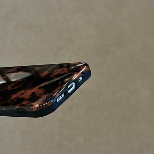 Tortoise Shell Retro Phone Case for iPhone 14 Pro, Chic Amber Brown Leopard Stylish Classic Soft Slim Cover