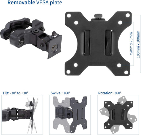 VIVO Steel Universal Bracket Pole Mount with Removable VESA Plate, Fits up to 30 inch Screens, Black